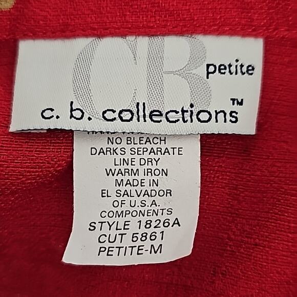 c. b. collections Petite Womens Button Front Short Sleeve Animal Print Top Sz PM - Picture 8 of 9